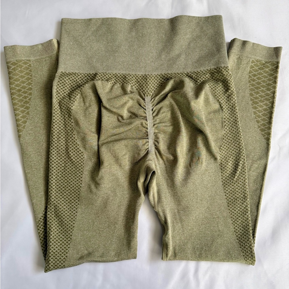 Olive Green High-Waisted Leggings S